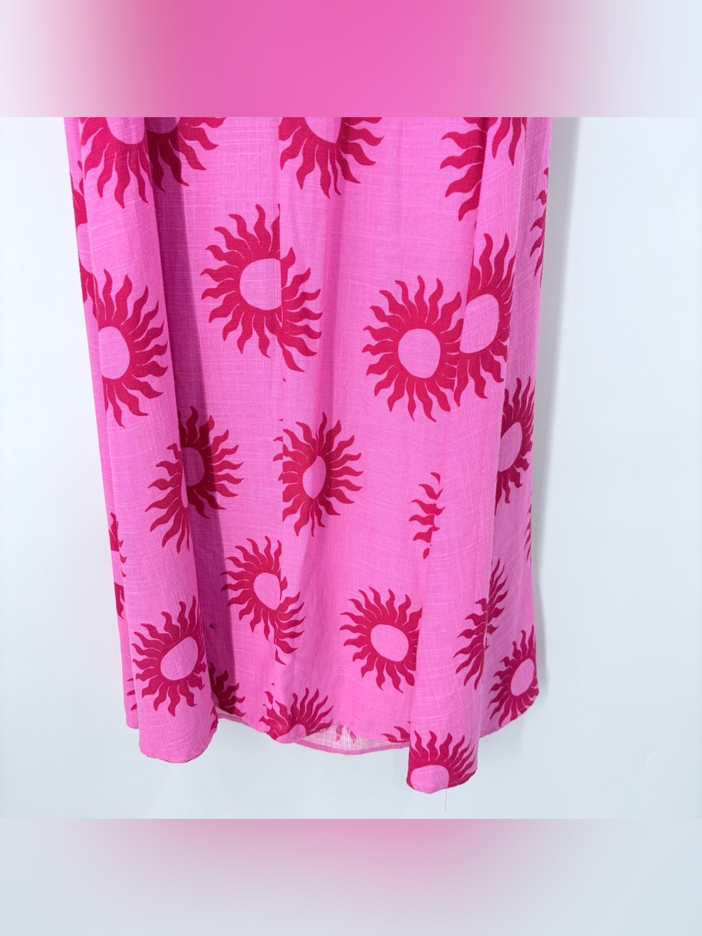 Anthropologie Paper Heart Pink Red Sun Linen Blend Maxi Dress - Picture 6 of 9